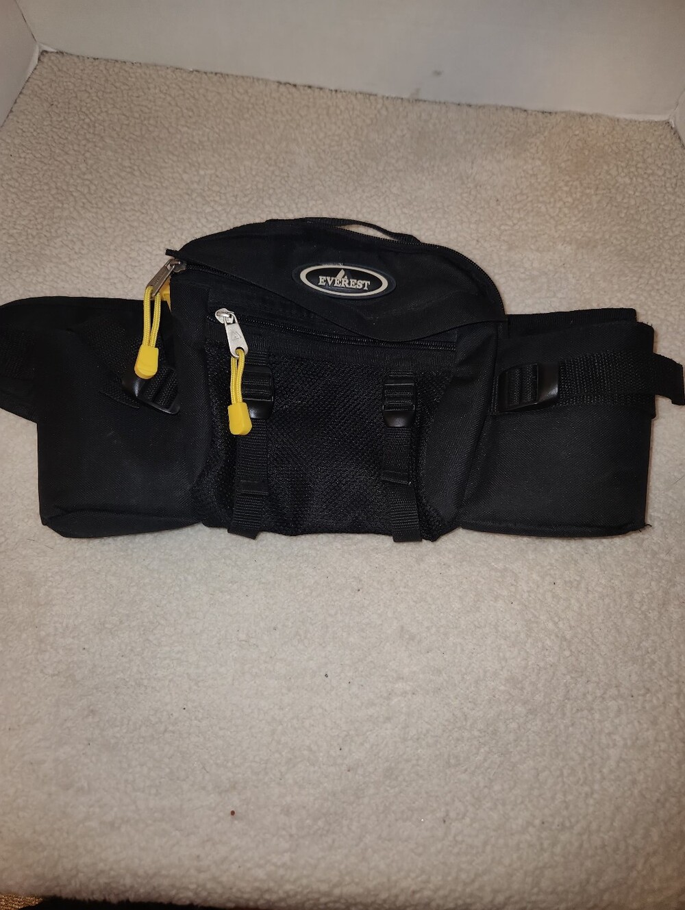 Everest Black Waist Pack with Yellow Accent Zippers
